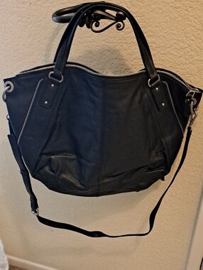 Lodis Black Leather Tote Shoulder Bag